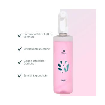 Preview: Klaeny Spülmittel Sprühflasche - 100% recycelter Kunststoff - 500ml - Ergonomisch, nachhaltig, wiederverwendbar - Für Reinigungstabs