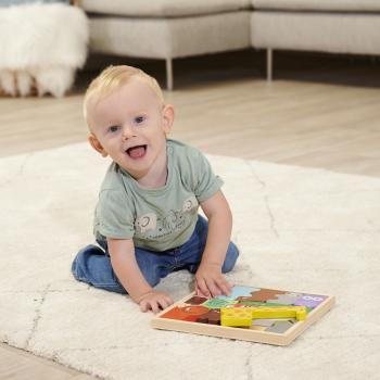 Preview: Tierpuzzle aus Holz - Lernspielzeug Tierset Steckspiel für Kinder - FSC® 100% Kiefernholz - 14 Tierfiguren in Holzbox mit Umrissen - Fördert Motorik & Fantasie