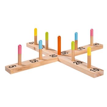 Preview: Outdoor Ringwurfspiel aus Kiefernholz - Wurfspiel mit Sisalringen, 50x50cm - Geschicklichkeitsspiel für Kinder ab 3 Jahren - Fördert Motorik & Lernen