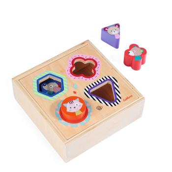 Steckbox Tierbausteine - Steckspiel aus Holz zur Formerkennung & Motorikförderung für Kinder ab 1 Jahr - Birkenholz FSC 100% - 6x17x17cm bunt