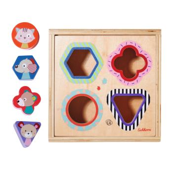 Preview: Steckbox Tierbausteine - Steckspiel aus Holz zur Formerkennung & Motorikförderung für Kinder ab 1 Jahr - Birkenholz FSC 100% - 6x17x17cm bunt