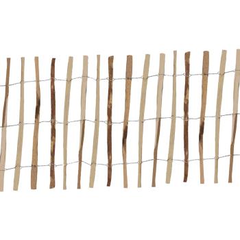 Preview: Haselnuss-Staketenzaun - robuster Gartenzaun 90x500cm - naturbelassenes Holz mit Draht - witterungsbeständig & stabil - Beetumrandung - einfacher Aufbau