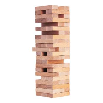 Holz Stapelspiel Wackelturm - Geschicklichkeitsspiel 54-teilig für Familie & Kinder ab 5 Jahren - Fördert Motorik & Konzentration - 10,2x10,2x32,2 cm