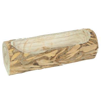 Paulownia Holz Dekoschale aus einem Stück gefertigt - Natur Holzschale mit Naturrand & einzigartiger Maserung - 35x10x12 cm - Ideal zum Bepflanzen