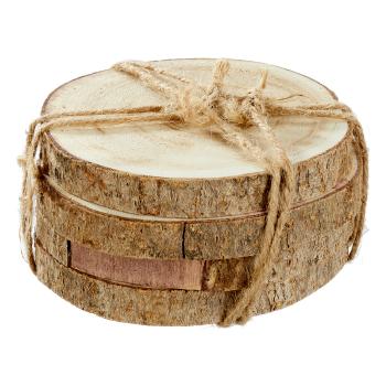 Holz-Untersetzer 4er-Set - Baumstamm Scheiben Deko & Schutz vor Kratzern - Paulownia Holz natur mit Maserung 12x2x12 cm