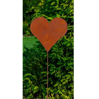 Preview: Gartenstecker Herz Rostoptik - 80cm Beetstecker aus Zink rostbraun - Pflegeleichte Gartendeko für Beete, Kübel & Kästen - Ideal als Geschenk
