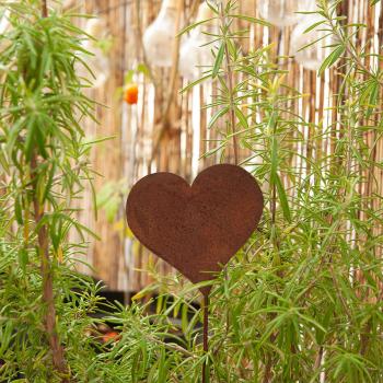 Preview: Gartenstecker Herz Rostoptik - Beetstecker für Kübel & Kästen - 35 cm hoch - Dekoration aus Zink, rotbraun, pflegeleicht, schnell gesteckt - Geschenkidee