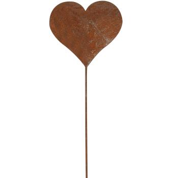 Gartenstecker Herz Rostoptik - Beetstecker für Kübel & Kästen - 35 cm hoch - Dekoration aus Zink, rotbraun, pflegeleicht, schnell gesteckt - Geschenkidee