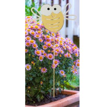 Preview: Gartenstecker Biene aus Metall - 71 cm hoch - Gelb/Weiss Deko für Beet & Pflanzkübel - Robust & pflegeleicht - Einfach gesteckt - Ideal als Geschenk