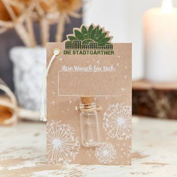 Preview: Wunscherfüller Glas mit Korkverschluss - Natürliche Pusteblume - Handgefertigt in Deutschland - Ideal für Hochzeit, Geburtstag, Taufe - Ø 1.5x3.8 cm