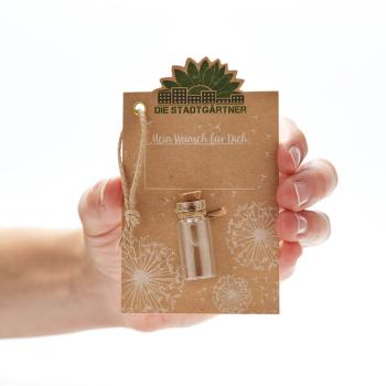 Preview: Wunscherfüller Glas mit Korkverschluss - Natürliche Pusteblume - Handgefertigt in Deutschland - Ideal für Hochzeit, Geburtstag, Taufe - Ø 1.5x3.8 cm