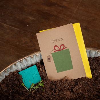 Preview: Gutscheinkarte mit Saatgut für Blumen - Originelles Geschenk mit Blumensaat zum Einpflanzen - Umweltfreundlich, in Deutschland gefertigt