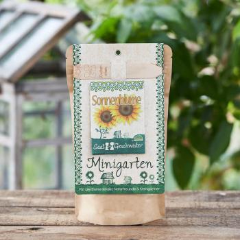 Preview: Sonnenblumen Saatgut Set Komplett-Set - Anzucht mit Gartenerde, Anleitung, Pflanzstäbchen - wasserfeste Verpackung als Topf - 100% Naturmaterialien