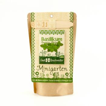 Basilikum Anzucht Komplett-Set für Kräutergarten - mit Samen, Erde, Anleitung, Pflanzstäbchen - wasserfester Topf - Naturmaterialien - bis 80 Pflanzen