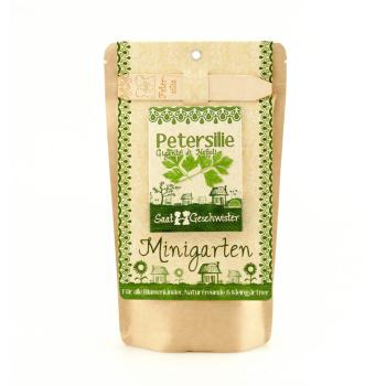 Petersilie Saatgut Set - Kräutergarten Anzucht Komplett-Set mit Gartenerde, Anleitung, Pflanzstäbchen - wasserfester Topf - bis zu 80 Pflanzen