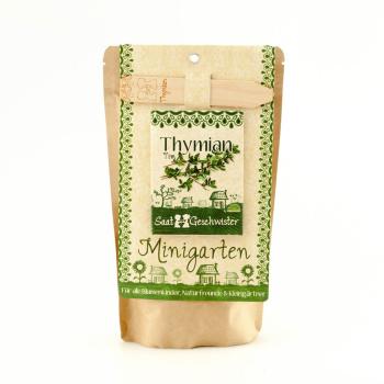 Saatgut Set Thymian – Komplett-Set mit Gartenerde, Samen, Anleitung & Pflanzstäbchen – Für Kräutergarten Aussenbereich – Wasserfeste Verpackung