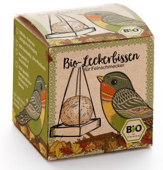 Vogelfutterknödel Bio-Zutaten - Komplett-Set mit Futterschaukel und Schnur zum Aufhängen - Handgefertigt in Deutschland - Unterstützt soziale Projekte