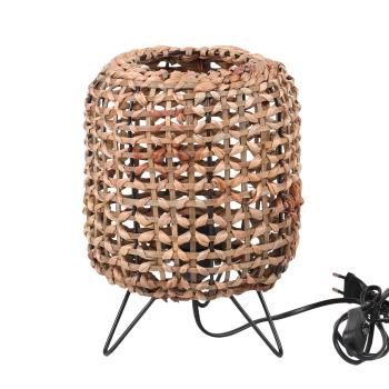 Preview: Tischlampe aus Wasserhyazinthe und Metall - Metallgestell mit drei Beinen - braun/schwarz - Ø 21x29cm - Zaubert stimmungsvolle Schattenspiele