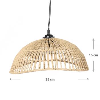 Preview: Deckenleuchte Seil & Metall - Strukturierte Hängelampe für Wohnzimmer Schlafzimmer Essbereich - Braun Schwarz - Ø 35x15cm - Rustikaler Charme