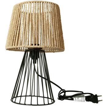 Vintage Tischleuchte Seil - Industrial Design Tischlampe mit Metallrahmen, 3 Beinen & Seilschirm 36cm hoch - Exklusives Ambiente - Braun/Schwarz