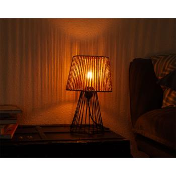 Preview: Vintage Tischleuchte Seil - Industrial Design Tischlampe mit Metallrahmen, 3 Beinen & Seilschirm 36cm hoch - Exklusives Ambiente - Braun/Schwarz