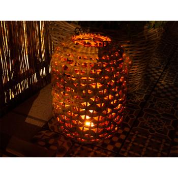 Windlicht Natur aus Rattan - Gemütliche Atmosphäre & hübsches Schattenspiel - Henkel aus Jute - Ø 24 x 36 cm - Für Kerzen mit Kerzenglas