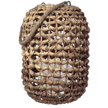 Preview: Windlicht Natur aus Rattan - Gemütliche Atmosphäre & hübsches Schattenspiel - Henkel aus Jute - Ø 24 x 36 cm - Für Kerzen mit Kerzenglas