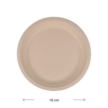 Preview: Zuckerrohr Teller 12er-Set - Biologisch abbaubar - Ø 18 cm - Robust für kalte & warme Speisen - Ideal für Partys & Catering - Umweltfreundlich