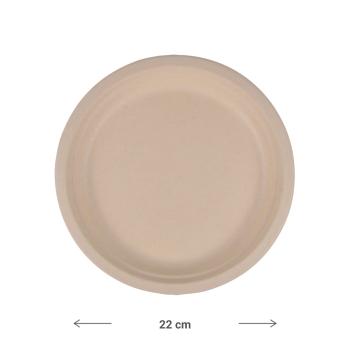 Preview: Zuckerrohr Teller 12er-Set - Biologisch abbaubar & kompostierbar für Events, Partys & Catering - Robust, Ø 22cm - Umweltfreundlich