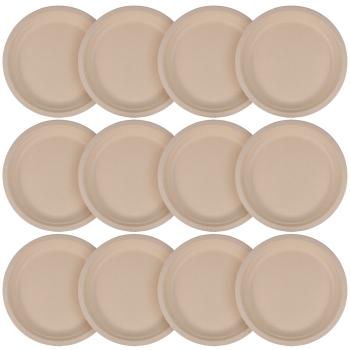 Zuckerrohr Teller 12er-Set - Biologisch abbaubar & kompostierbar für Events, Partys & Catering - Robust, Ø 22cm - Umweltfreundlich