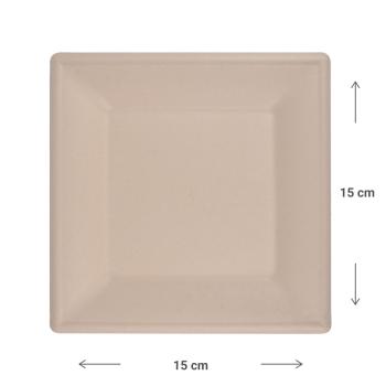 Preview: Zuckerrohr Teller eckig 12er-Set - Biologisch abbaubar kompostierbar - Nachhaltig für Party Catering Mikrowelle - 15x15cm heiss & kalt
