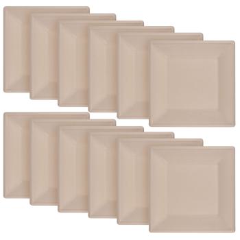 Zuckerrohr Teller eckig 12er-Set - Biologisch abbaubar kompostierbar - Nachhaltig für Party Catering Mikrowelle - 15x15cm heiss & kalt