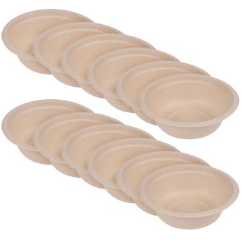 Zuckerrohrschüsseln 12er-Set - Biologisch abbaubare Teller für Partys & Catering - Umweltfreundlich, 350ml - Für heisse & kalte Speisen