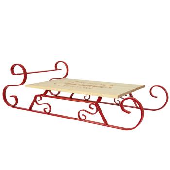 Preview: Serviertablett Weihnachtsschlitten - festliches Servieren von Speisen & Getränken - Buchenholz, Metallkufen, 46x21x14cm - Merry Christmas Everyone