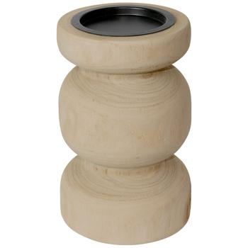 Kerzenständer Paulowniaholz Natur - Edler Kerzenhalter für Kerzen bis Ø 8 cm - Rustikal & langlebig - Braun, Ø 12x20 cm - Zuhause Dekoration