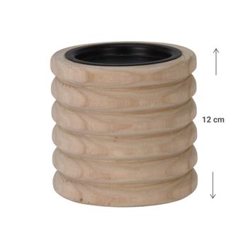 Preview: Kerzenständer Paulowniaholz - Edler Kerzenhalter in hübscher Form, braun, Ø 12x12 cm - Robust & langlebig für wohnliche Atmosphäre