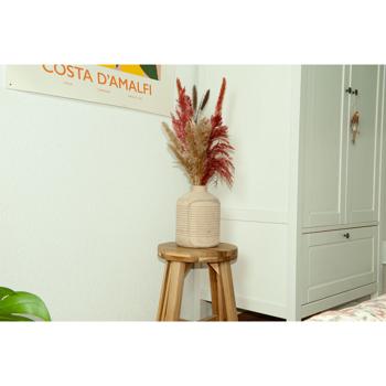 Preview: Blumenvase Paulowniaholz - Feine 3D-Verzierung - Braun - Stilvolle Deko für frische Schnitt- Blumen & Trockengestecke - Ø 15x21cm