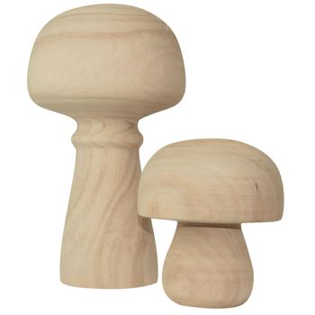 Preview: Deko Figur Pilz aus Paulowniaholz - Rustikale Holz Dekoration braun - Für gemütliches Ambiente drinnen & geschützten Aussenbereich - Ø 15x27cm