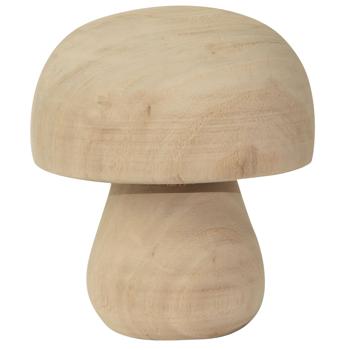 Deko Figur Pilz aus Paulowniaholz - Handgefertigt, hübsche Maserung, braun - Stimmungsvolle Holz Dekoration für Fenstersims & Tisch, 12x14cm