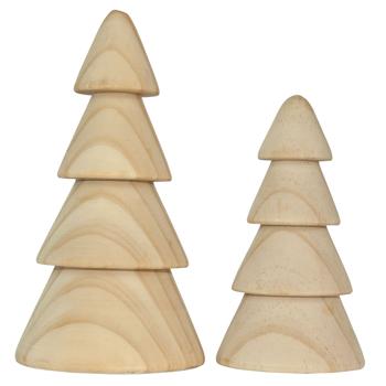 Preview: Deko Figur Tannenbaum aus Pinienholz - Stilvolle Holz Dekoration für gemütliches Ambiente - Rustikal, minimalistisch & klassisch - Braun, 10x18cm