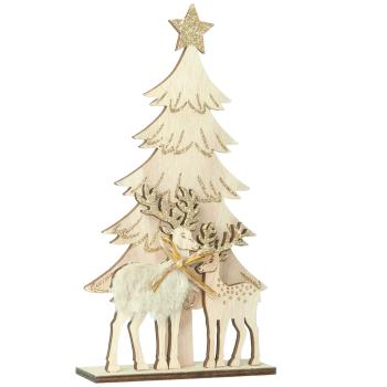 Weihnachtsdeko aus Holz - Tannenbaum & Rentier Set - 30cm hoch, braun, MDF - Rustikale Deko für Wohnzimmer, Schlafzimmer & Tisch - Hygienisch, langlebig