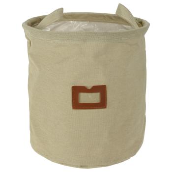 Preview: Pflanzsack aus Baumwolle - Moderner Textil-Übertopf beige mit Canvas-Optik - Ø 24x26cm - Schutzfolie gegen Nässe - Für Pflanzen, Blumen, Kräuter & Deko