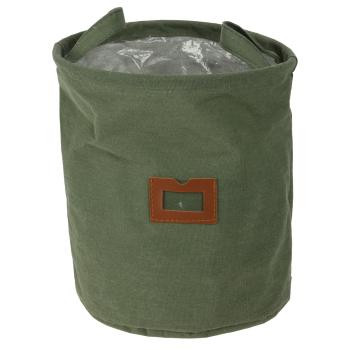 Pflanzsack aus Baumwolle grün - Moderner Textil-Übertopf mit Schutzfolie - Ø 24x26cm - Für Blumen, Pflanzen & Kräuter - Canvas-Optik