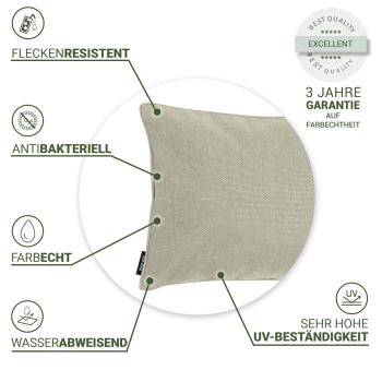 Preview: 4er-Set Deko-Outdoorkissen wasserabweisend - Bequemes Lounge-Kissen mit hohem UV-Schutz - Beige, 50x30x10 cm - Madison Ökostoff aus recyceltem Material