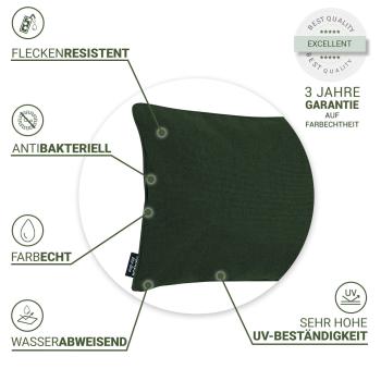 Preview: 4er-Set Deko-Outdoorkissen Grün - Wasserabweisend, UV-Schutz, Antibakteriell - Aus recyceltem Material, 50x30x10 cm - Für Lounge, Garten & Sofa
