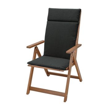 Preview: Hochlehner-Auflage dunkelgrau 120x50cm - Wasserabweisendes Gartenstuhlkissen mit UV-Schutz - Robust-Langlebig - Recyceltem Material - Made in Europe