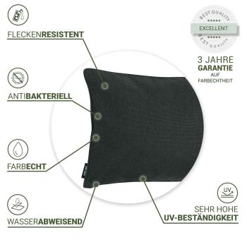 Preview: 4er-Set Deko-Outdoorkissen dunkelgrau - Wasserabweisend, UV-Schutz, recycelt - 50x30x10 cm für Lounge, Gartenstuhl & Sofa