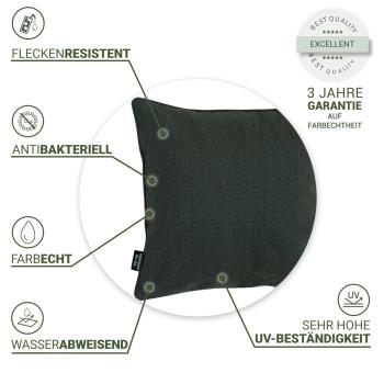 Preview: 4er-Set Deko-Kissen Outdoor (Dunkelgrau, 50x50x10) - Wasserfest + UV-beständig - Hochwertig, für Lounge, Garten, Balkon - Komfort pur