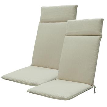 Hochlehner-Auflage 2er-Set - Gartenstuhlkissen wasserabweisend beige 120x50cm - Antibakteriell UV-Schutz - Recyceltes Material - Made in Europe