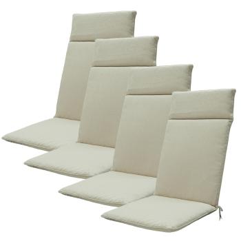 Hochlehner-Auflage 4er-Set - Gartenstuhlkissen wasserabweisend, UV-Schutz, bequem & langlebig - beige, 120x50cm, 5cm dick - Madison Ökostoff- recycelt